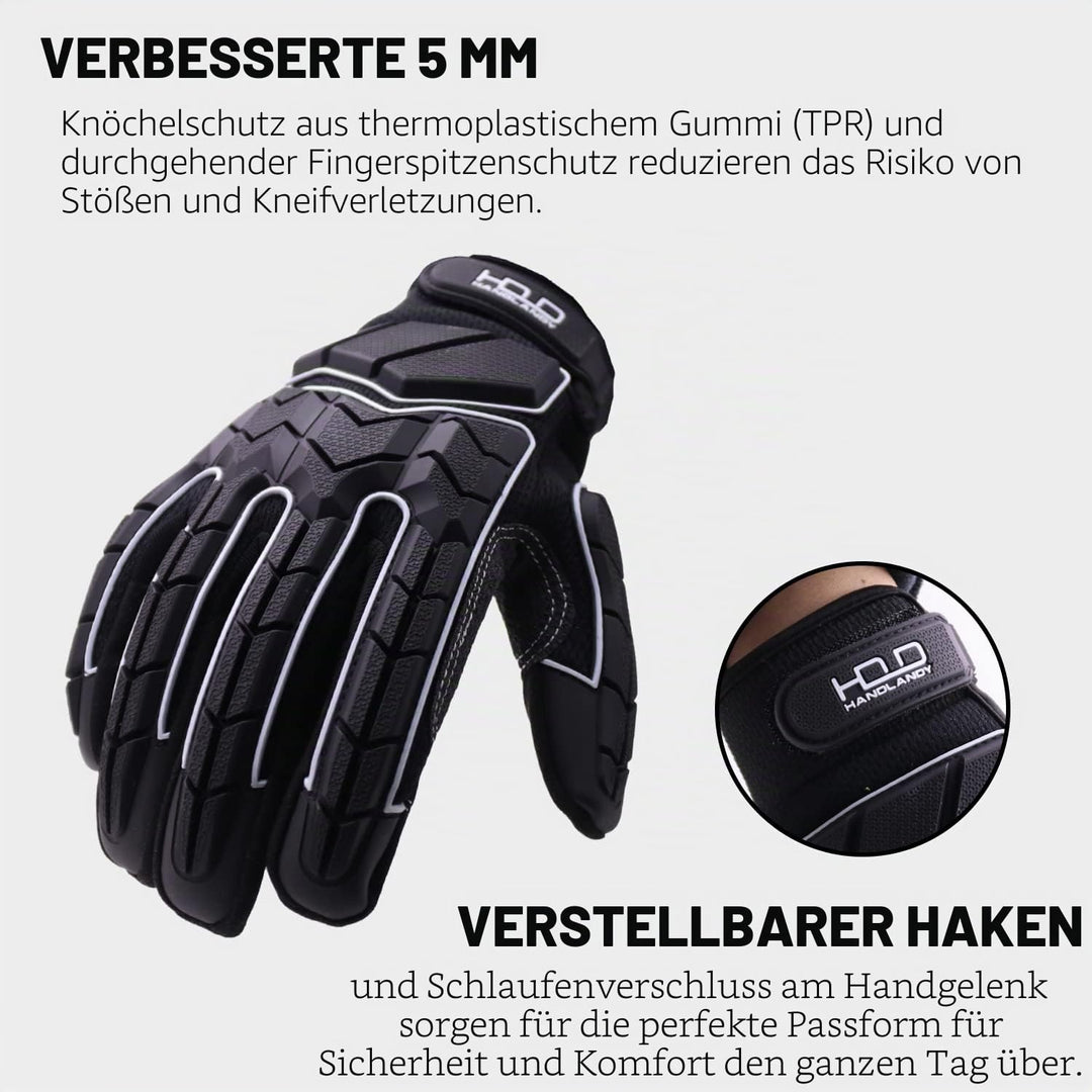 HANDLANDY HLDD Schwere Arbeitshandschuhe, SBR-Polsterung, TPR-Schutzschicht, Anti-Vibrations-Arbeits