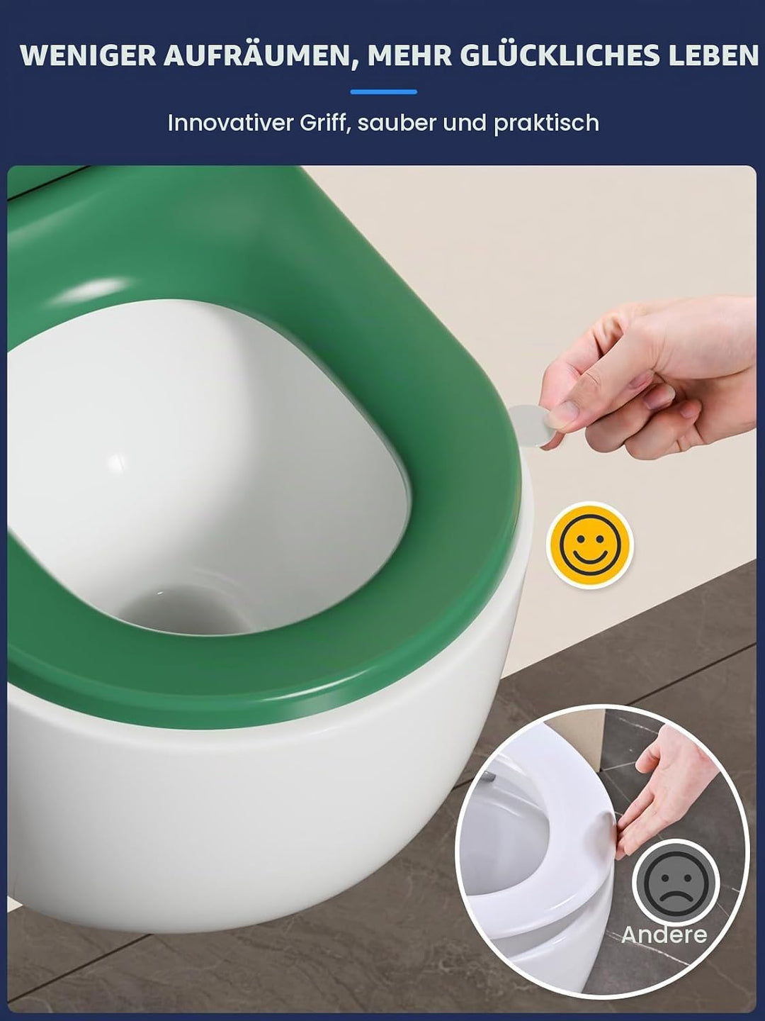Toilettendeckel mit Absenkautomatik D-Form,YEAUPE PRO WC Sitz mit Puller Lid, Toilettensitz mit Quic