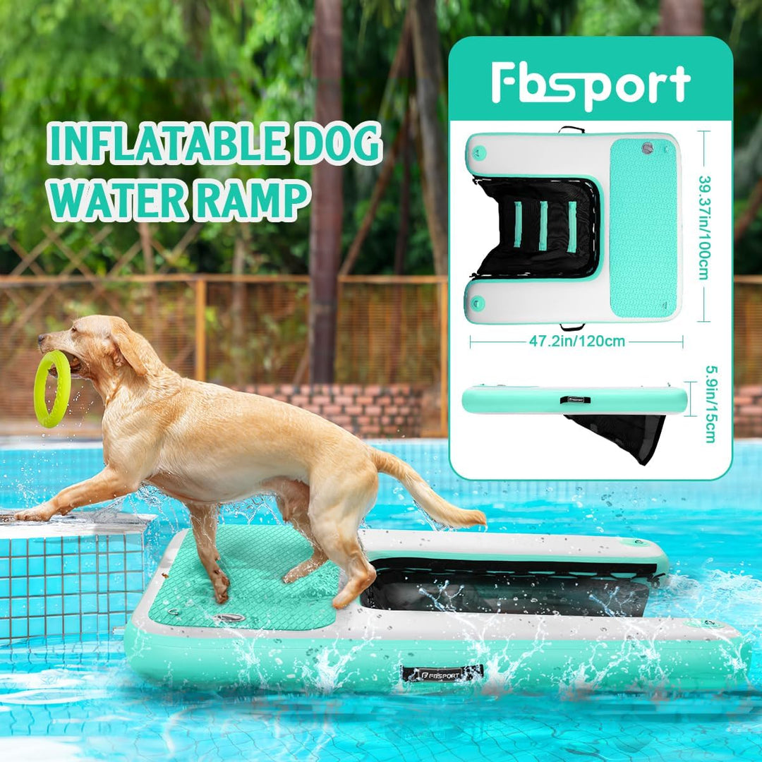 FBSPORT Hunderampe Aufblasbare Hunde Wasserrampe, Hundeboot Rampe Schwimmende Dock Leiter für Pool,
