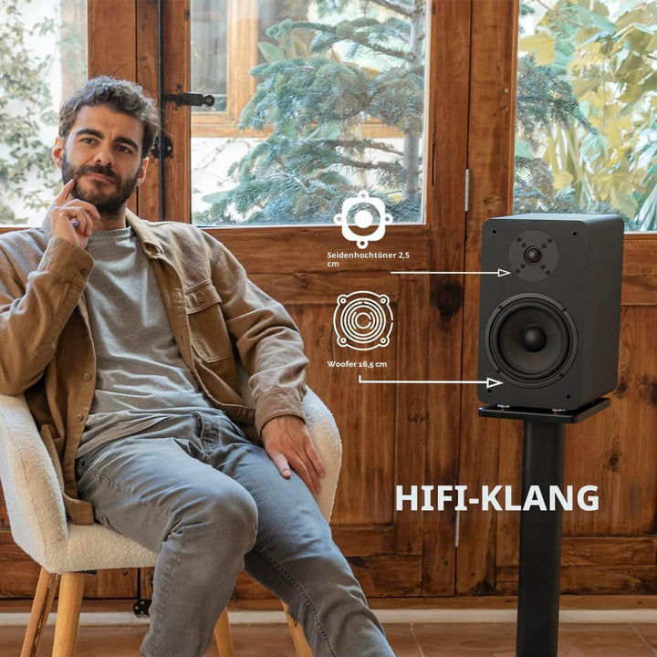 VULKKANO A6 ARC Aktivlautsprecher mit 6.5" Woofer, Bluetooth 5.0, HDMI ARC, Optische, RCA, USB, mit