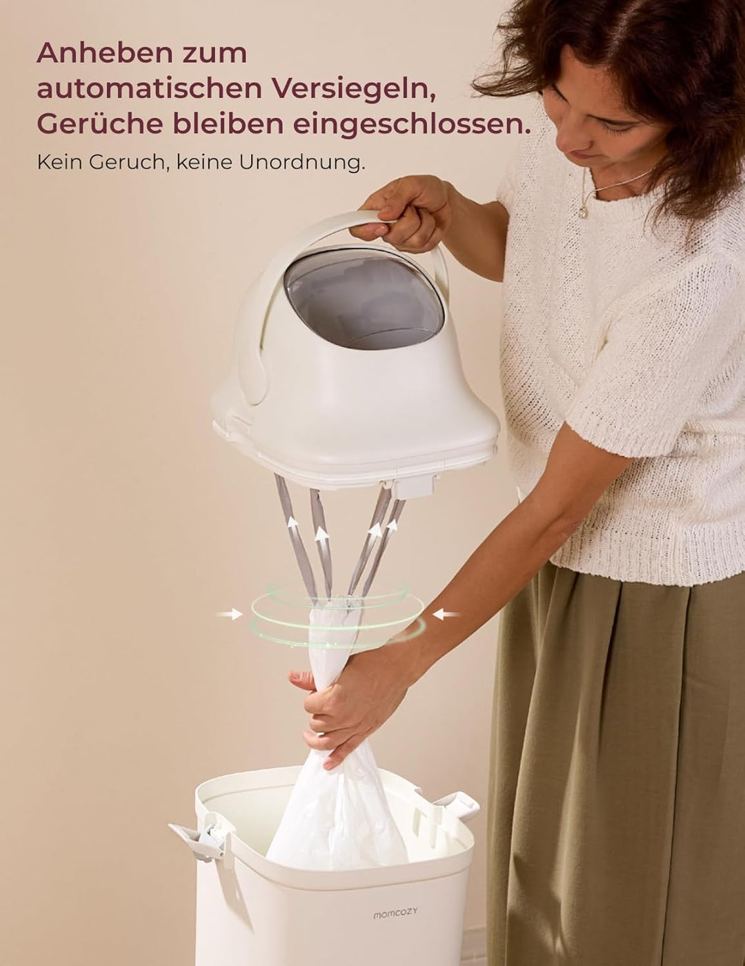 Momcozy Windeleimer mit 3-fach-Verschlusssystem zur Reduzierung von Gerüchen, windeleimer geruchsdic