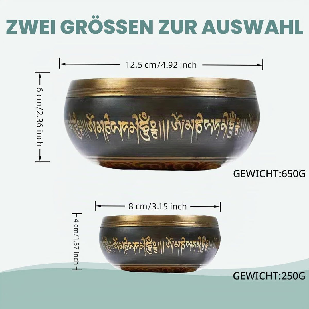 Tibetische Klangschalen Setz 8/13CM, mit Klöppel und Klangschalenkissen, Handgefertigt und leicht zu