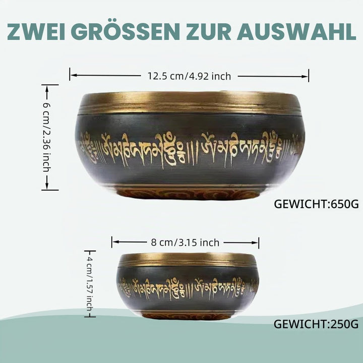 Tibetische Klangschalen Setz 8/13CM, mit Klöppel und Klangschalenkissen, Handgefertigt und leicht zu