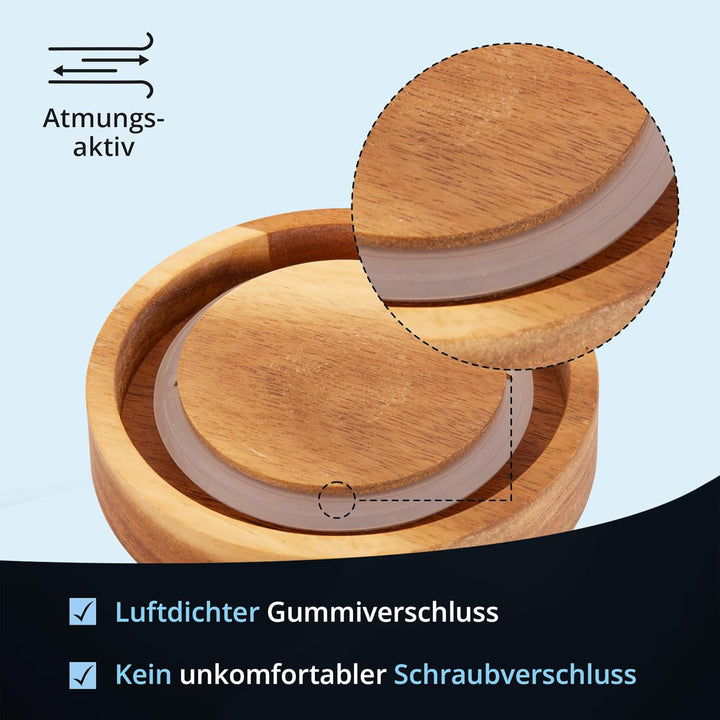 KHG Kaffeedose luftdicht, Keramik Steingut in Anthrazit Grau mit Holz-Deckel, Kapazität 1 Liter, Vor