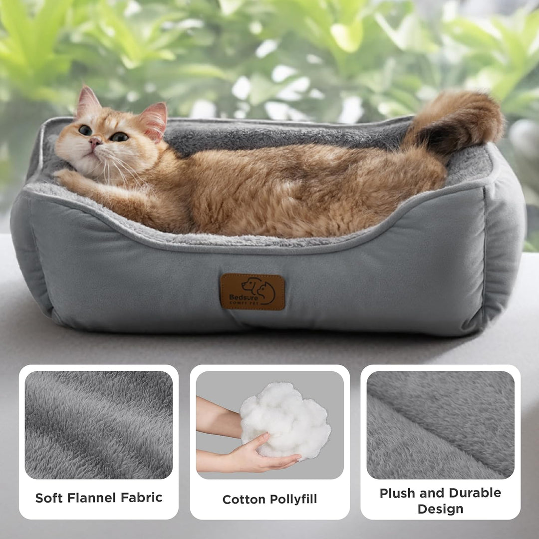 BEDSURE Katzenbett waschbar Katzen Bettchen - 51x41cm Katzenkorb Indoor mit Rutschfester Basis, quad