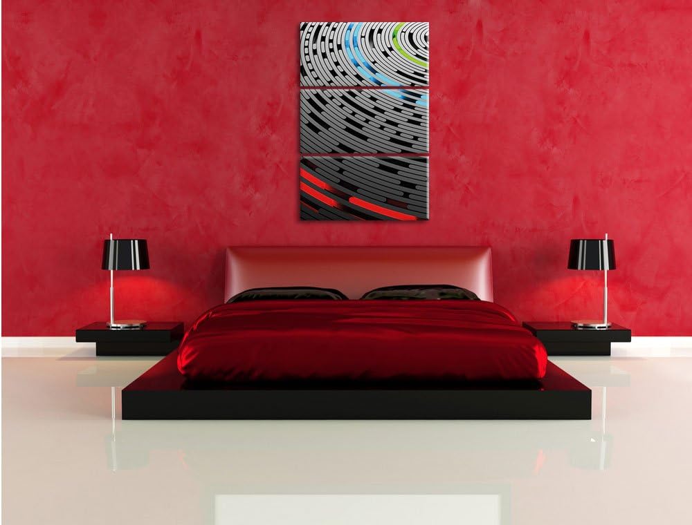 Pixxprint Abstrakte Schallplatte Love Music als Leinwandbild/Grösse: 3 Teilig (120x80) cm/Wandbild/K