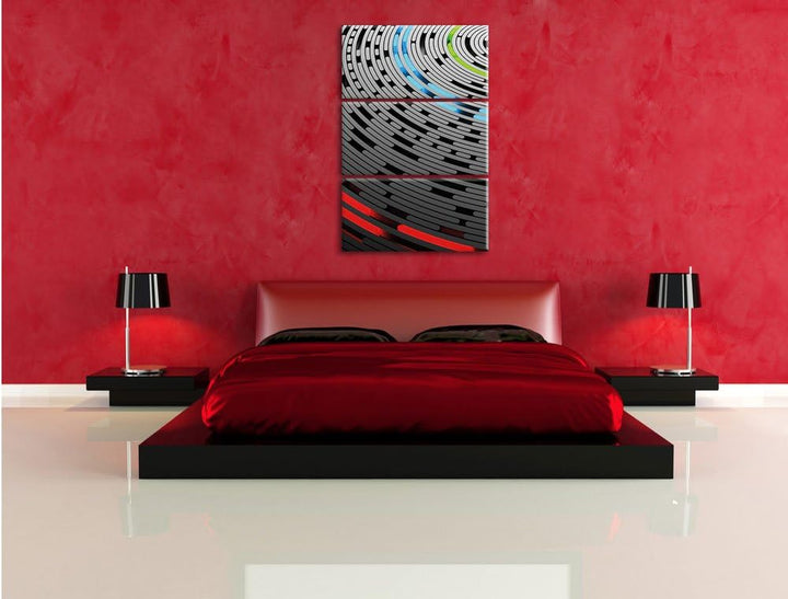 Pixxprint Abstrakte Schallplatte Love Music als Leinwandbild/Grösse: 3 Teilig (120x80) cm/Wandbild/K