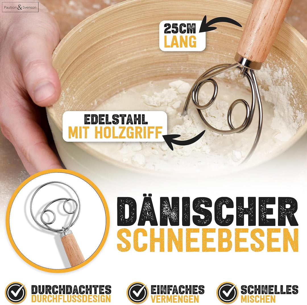 Paulson & Svenson - 2 Stück Gärkörbchen oval im Komplett-Set zum Brotbacken - 100% natürlichem Ratta