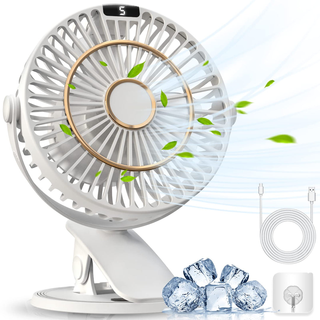 COZII Mini Ventilator, Clip Ventilator USB Ventilator Tischventilator Leise mit Akku, 5 Geschwindigk
