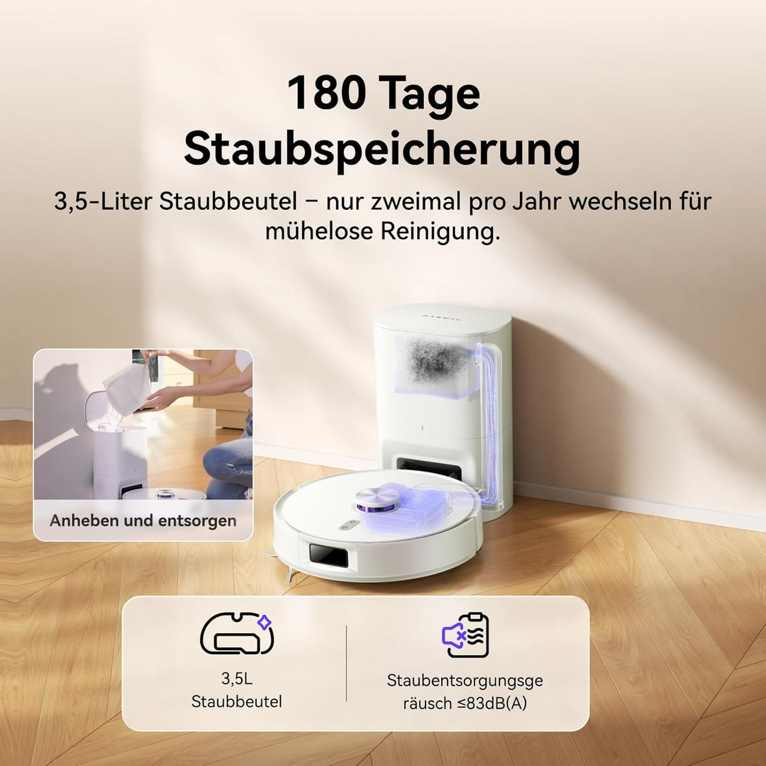 NARWAL Freo S Saugroboter mit Wischfunktion, 8000Pa, 8N Reinigungsdruck, Auto-Entstaubungsstation 3.