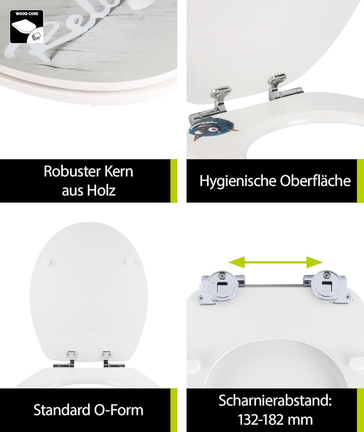 SITZPLATZ® WC-Sitz mit Absenkautomatik, Wellness Dekor Relax, High Gloss Toilettensitz mit Holz-Kern