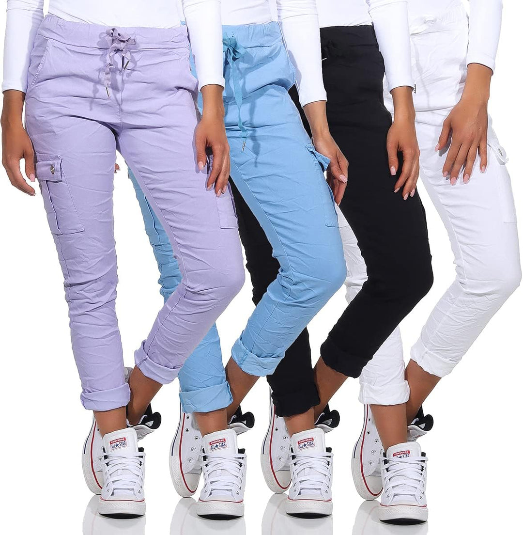 MATY FASHION Damen Hose Stretch Sweatpants aus Baumwolle Jogginghose Denim für Freizeit Boyfriend Ba