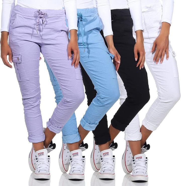 MATY FASHION Damen Hose Stretch Sweatpants aus Baumwolle Jogginghose Denim für Freizeit Boyfriend Ba