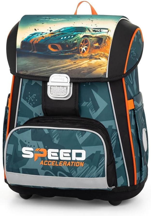 Generisch Auto - Speed Acceleration - Race - OxyBag PREMIUM Schulranzen-Set, 11 teilig mit Sporttasc