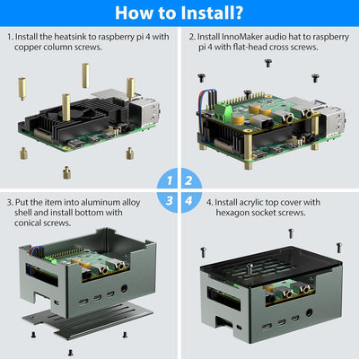 InnoMaker Aluminiumgehäuse für Raspberry Pi 4 mit 3510 PWM Lüfter, passiver Kühlkörper, Gehäuse aus