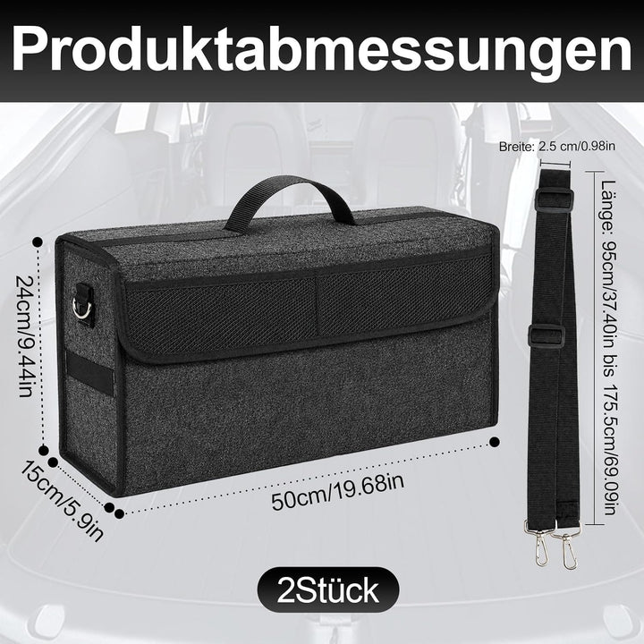 2 Stück Auto Organizer Toolbag, 50 x 15 x 24 cm Kofferraumtasche Toolbag, Kofferraum Organizer aus F