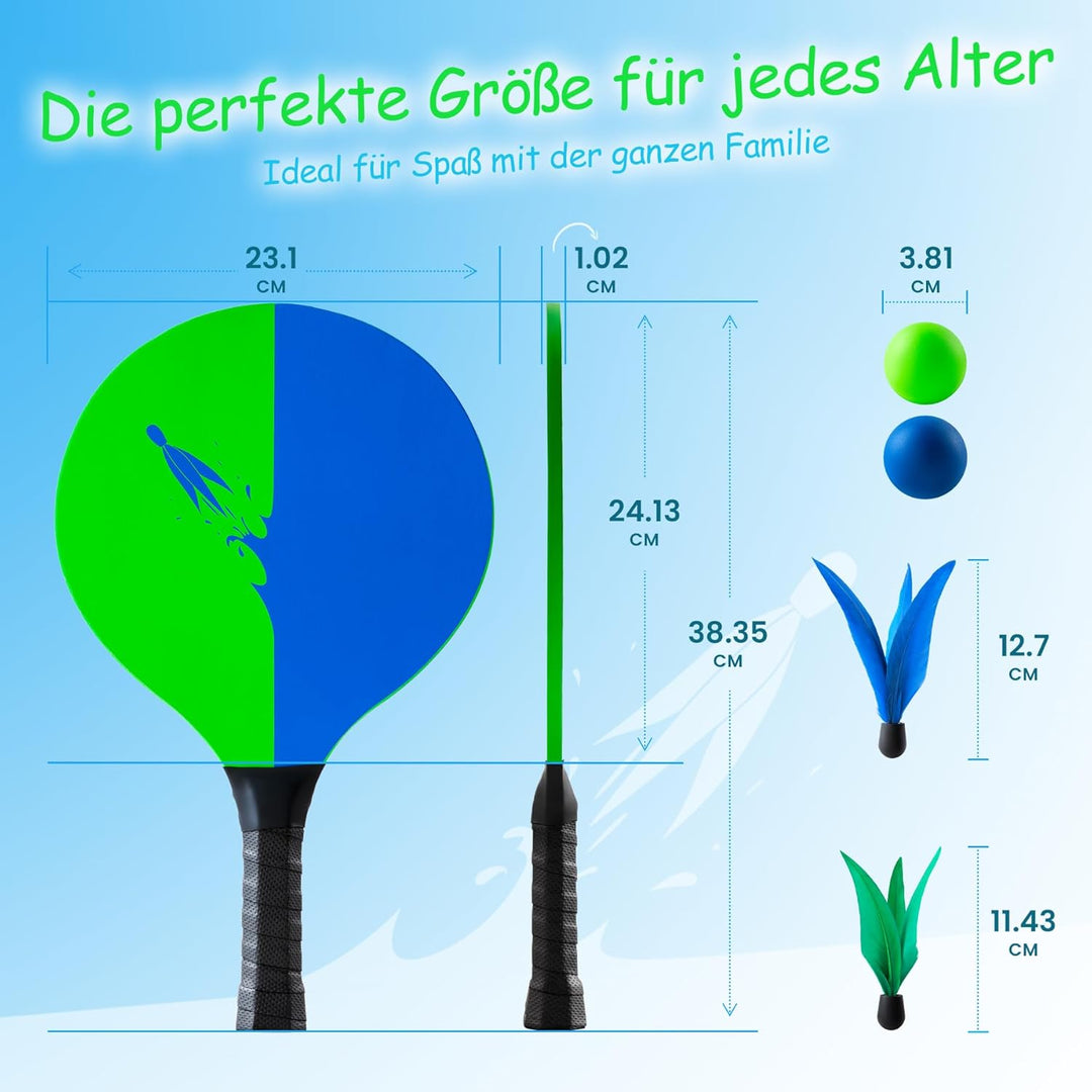 U&C Planet Beachball Set Paddle Ball Spiel Strandschlägerset aus Holz Schläger Spiel für Kinder&Fami