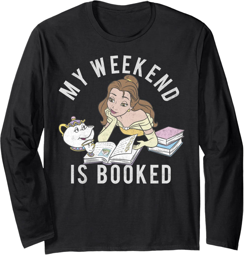 Disney Beauty And The Beast Weekend Is Booked Circle Text Langarmshirt