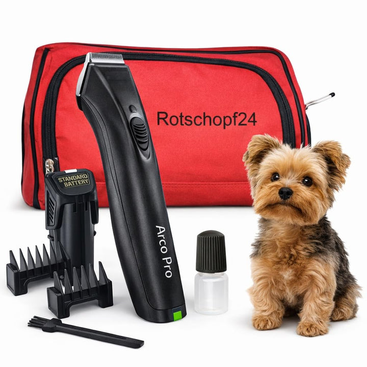 Rotschopf24 Edition: Arco Pro Akku Hunde Schermaschine, XL Akku + Tasche. Made in Germany! 44204