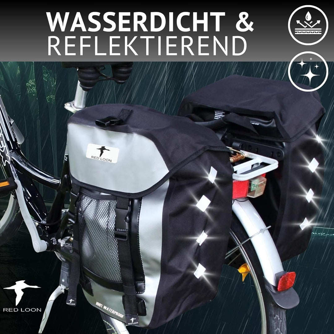 Red Loon 2 x Pro robuste Fahrradtasche aus LKW-Plane – wasserdichte Doppelpacktasche für Gepäckträge