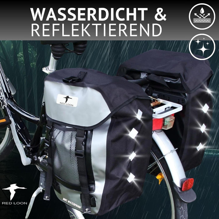 Red Loon 2 x Pro robuste Fahrradtasche aus LKW-Plane – wasserdichte Doppelpacktasche für Gepäckträge