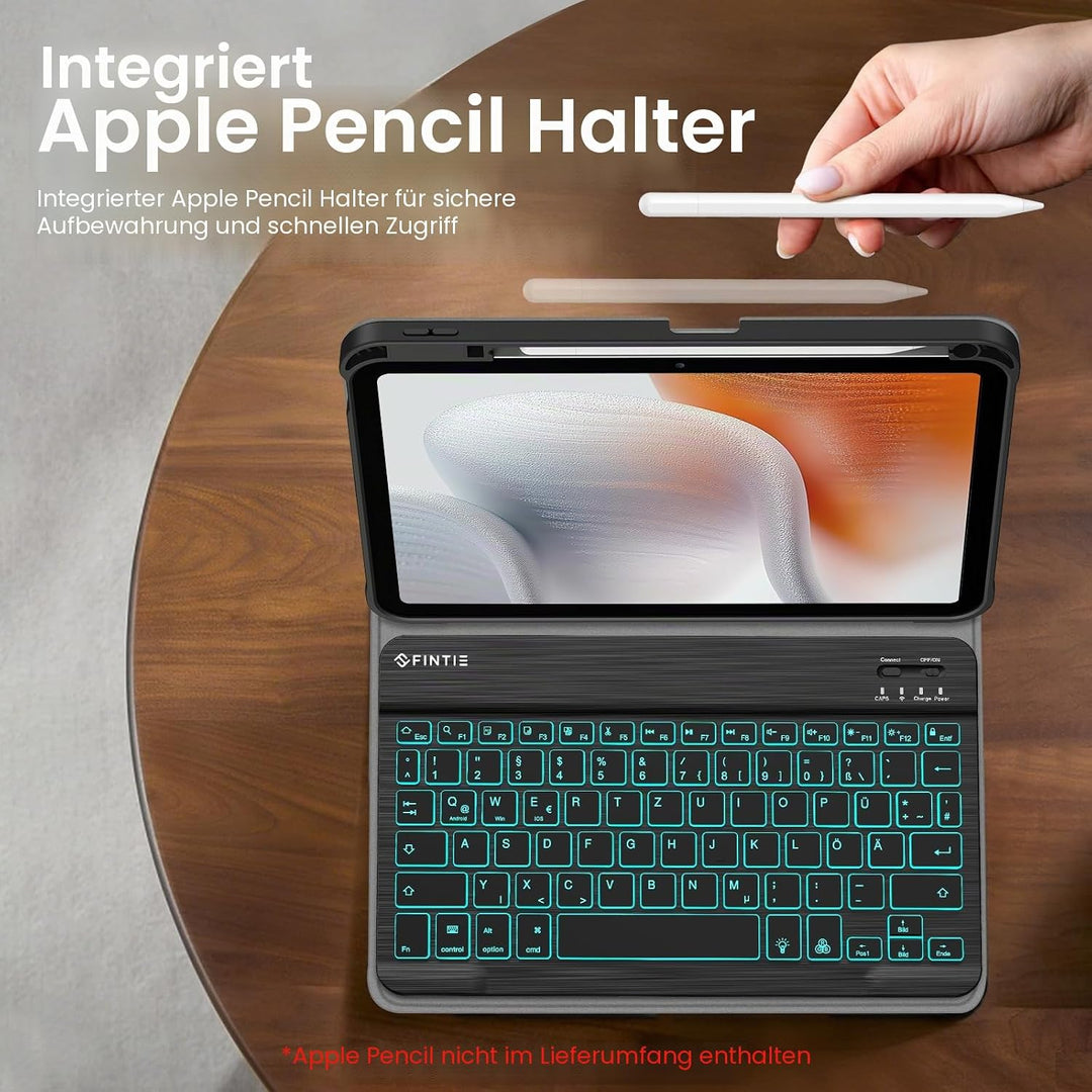 FINTIE Hülle mit Tastatur für iPad A16 11 Generation/10 Gen (11/10.9 Zoll, 2025/2022), 7-farbige Hin