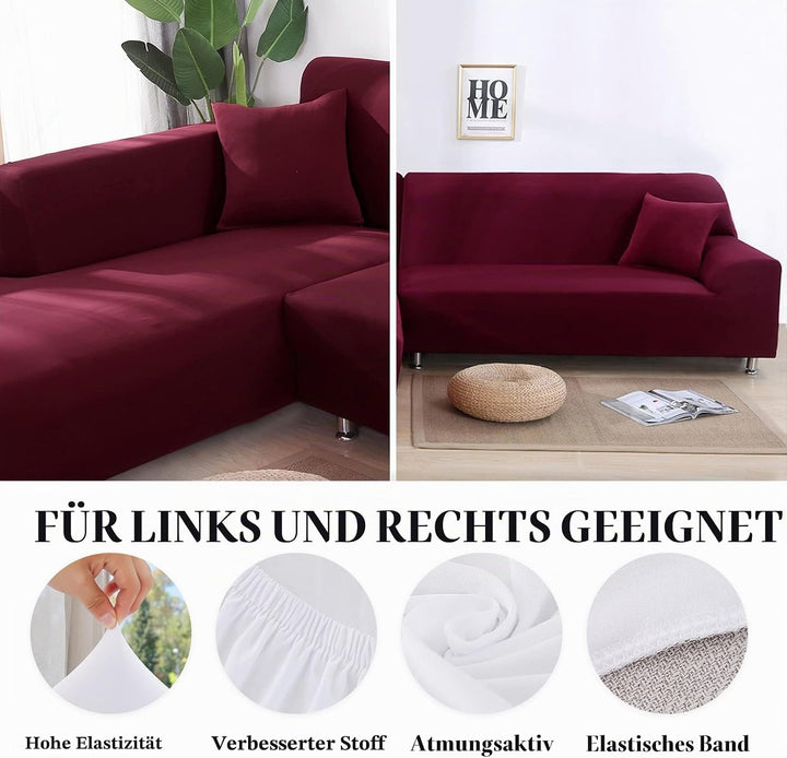 Jaotto Sofa Überwürfe Sofabezug Elastische Spandex Stretch Sofabezüge Couchbezug für L-Form Sofa Uni