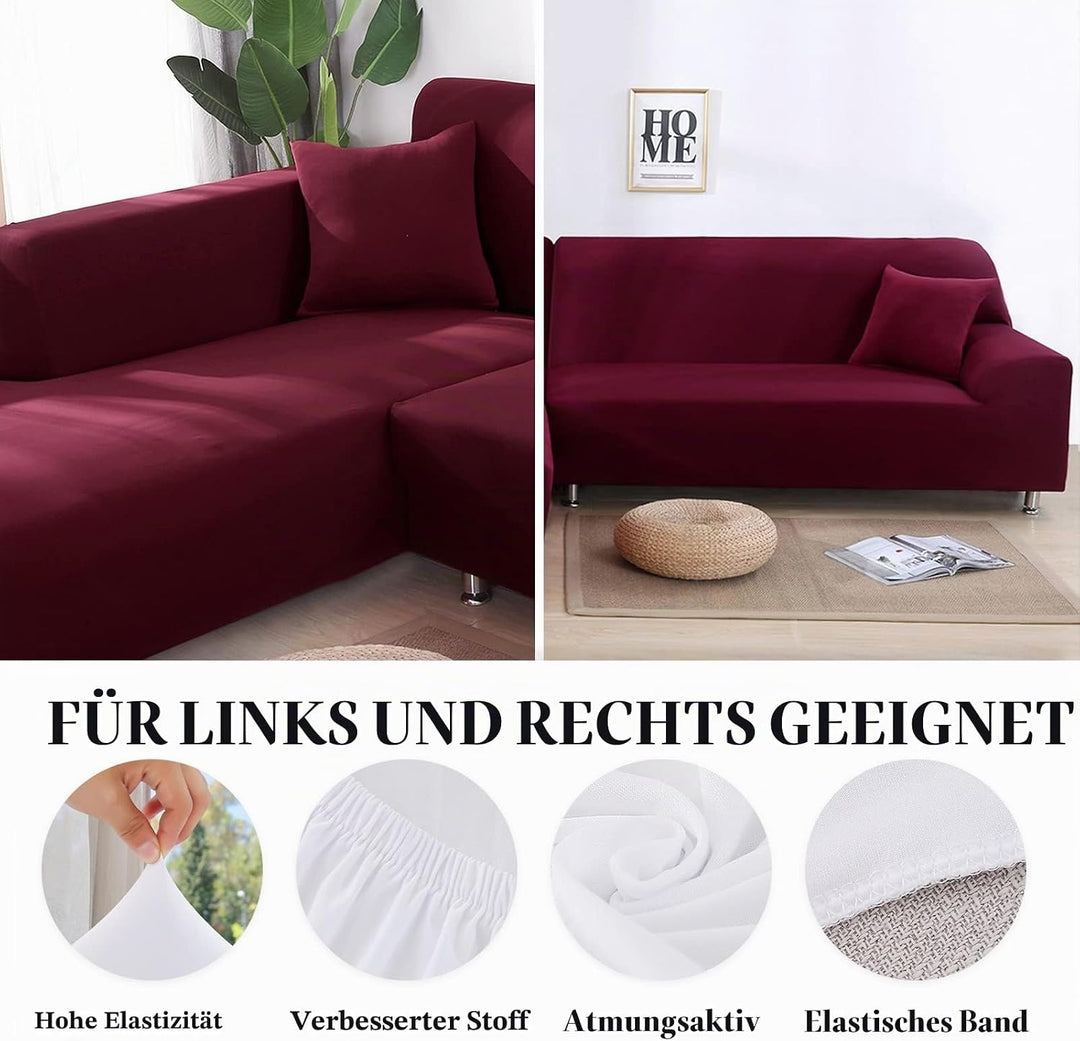 Jaotto Sofa Überwürfe Sofabezug Elastische Spandex Stretch Sofabezüge Couchbezug für L-Form Sofa Uni