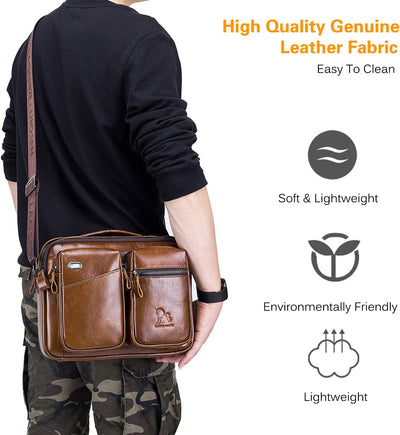 FANDARE Umhängetasche Herren Schultertasche Männerhandtasche Laptoptasche Leder Messenger Bag Arbeit