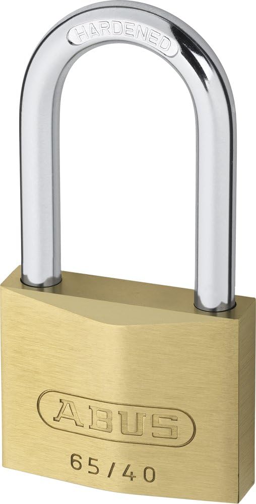 ABUS Vorhängeschloss Messing 65/40HB40 gl.-6403 - gleichschliessend und mit hohem Bügel - Messing-Sc