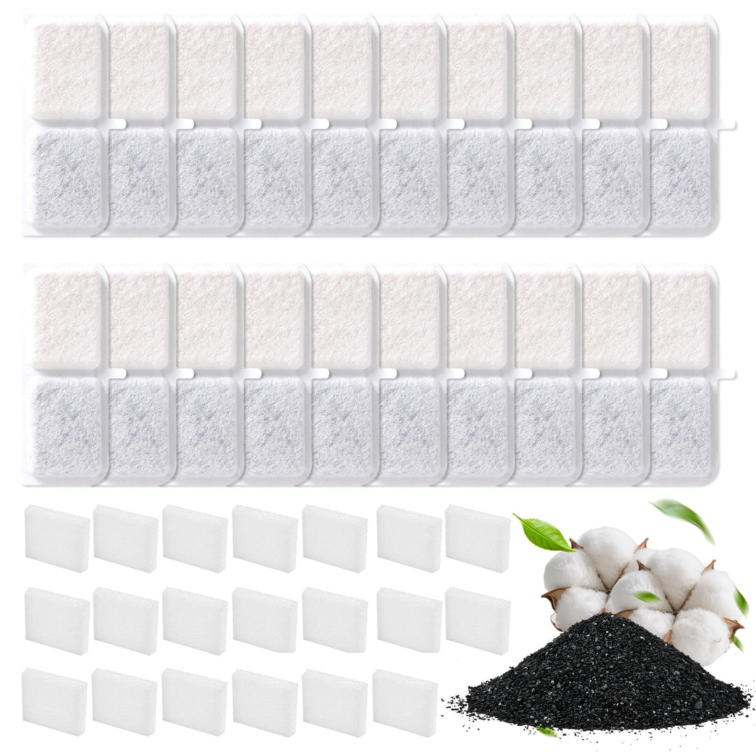 40 PCS Filter Trinkbrunnen Katzen, 20 Stück Kohlefilter und 20 StückSchwammfilter, Katzenbrunnen Fil