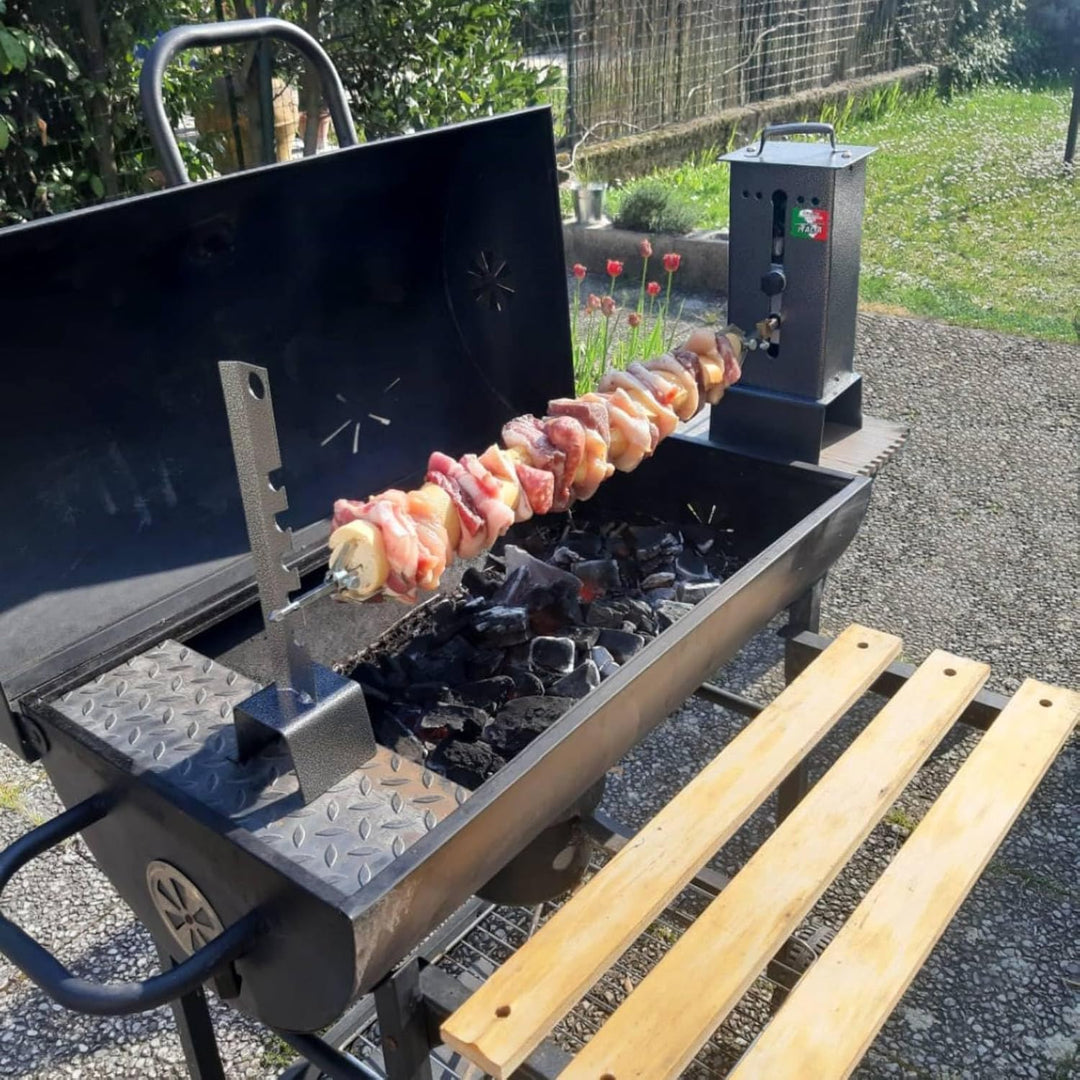 GIEMME Elektrischer Drehspiess für Kamin & Grill – Rotisserie mit Motor, Drehspiess für Fleisch & Ge