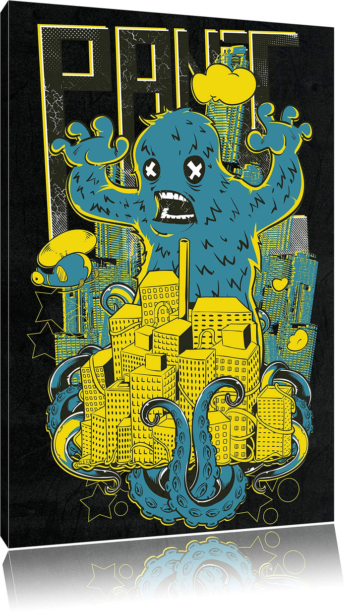 Dark Panic monster black Leinwandbild Bild auf Leinwand, XXL riesige Bilder fertig gerahmt mit Keilr