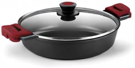 BRA Premiere | Niedriger Schmortopf 28 cm, Aluminiumguss, dreischichtig, verstärkte Antihaftbeschich