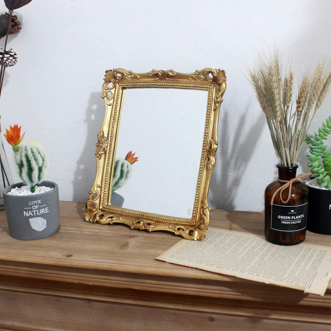 Funerom Dekorativer Spiegel im Vintage-Stil, 27,9 x 24,1 cm, Wandmontage, Tisch-Make-up-Spiegel, qua