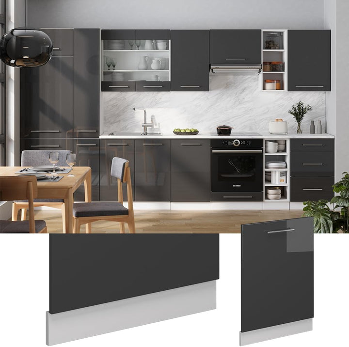 Vicco Geschirrspülblende Fame-Line, Anthrazit Hochglanz, 60 cm ohne Arbeitsplatte, Anthrazit Hochgla