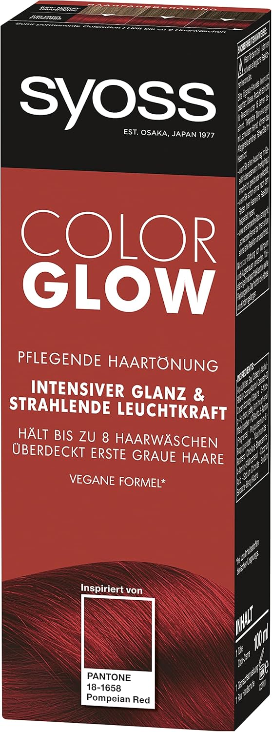 Syoss Color Glow Pflegende Haartönung Pompeian Red Pantone 18-1658 (3 x 100 ml), semi-permanente Col