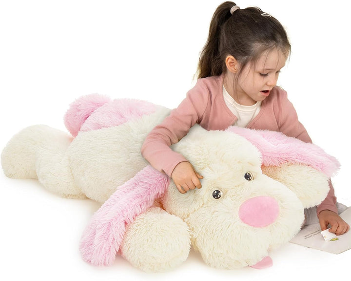 MorisMos 80cm lang Hund Kuscheltier gross XXL, weich Rosa Hund Plüschtier Stofftier, riesen Gefüllte