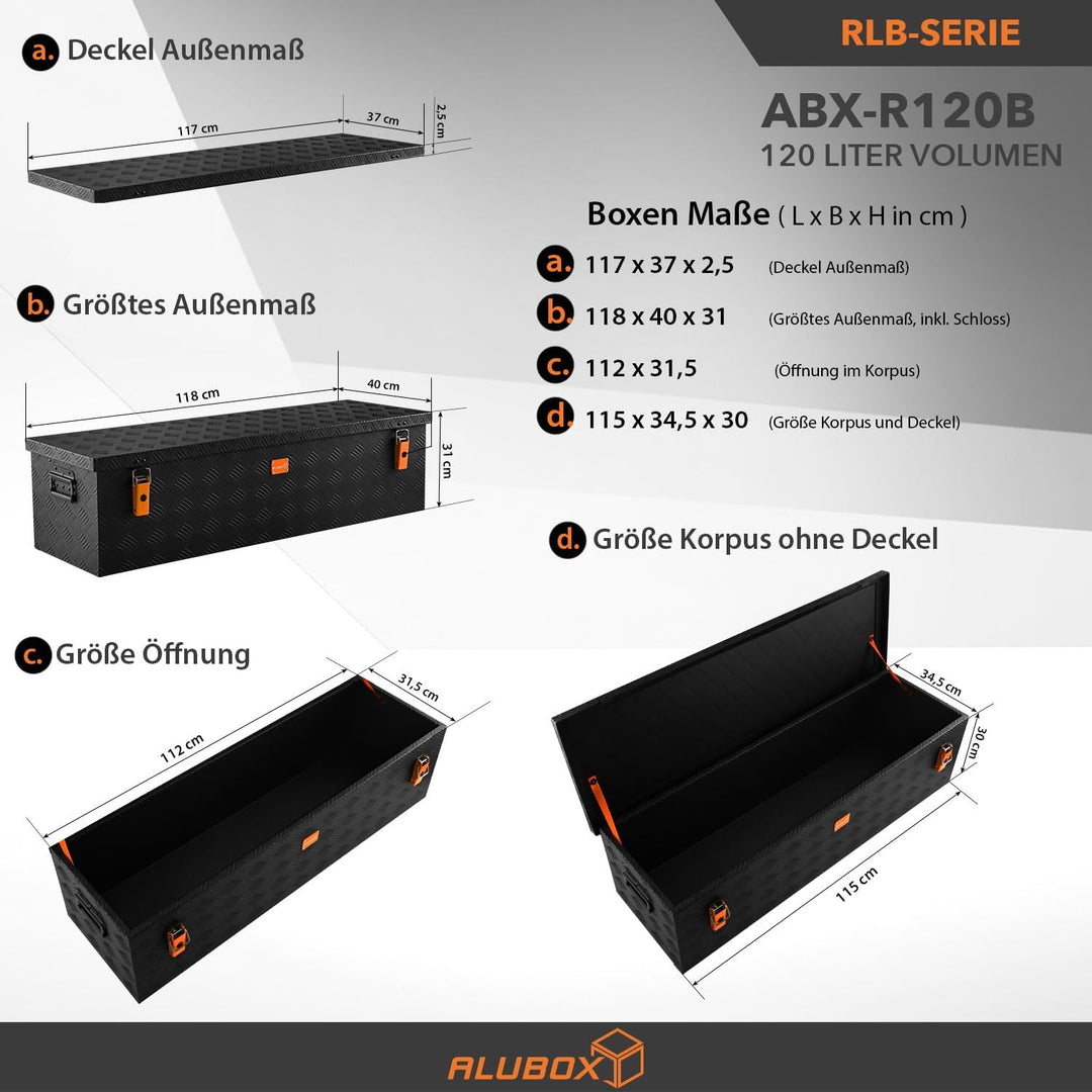 alubox Werkzeugkiste Riffelblech ABX-RL120B Aluminium 1,5mm Werkzeugkiste leicht und robust 120 Lite
