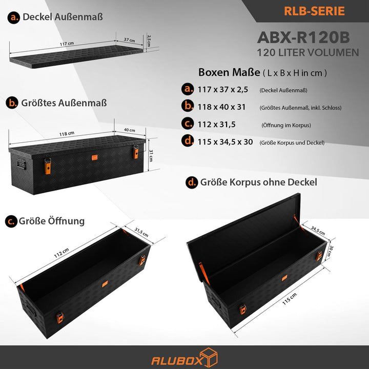 alubox Werkzeugkiste Riffelblech ABX-RL120B Aluminium 1,5mm Werkzeugkiste leicht und robust 120 Lite