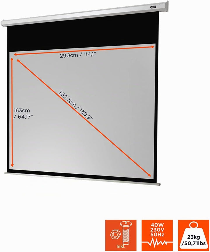 celexon Economy Motor-Leinwand 65" | 120x120 cm 1:1 | elektrische 4K,Full-HD Beamer-Leinwand für Bür