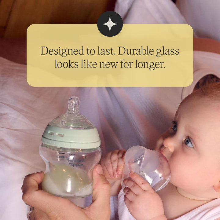Tommee Tippee Babyflaschen aus Glas, Closer to Nature Newborn Starterset, Natürlich Geformter Trinks