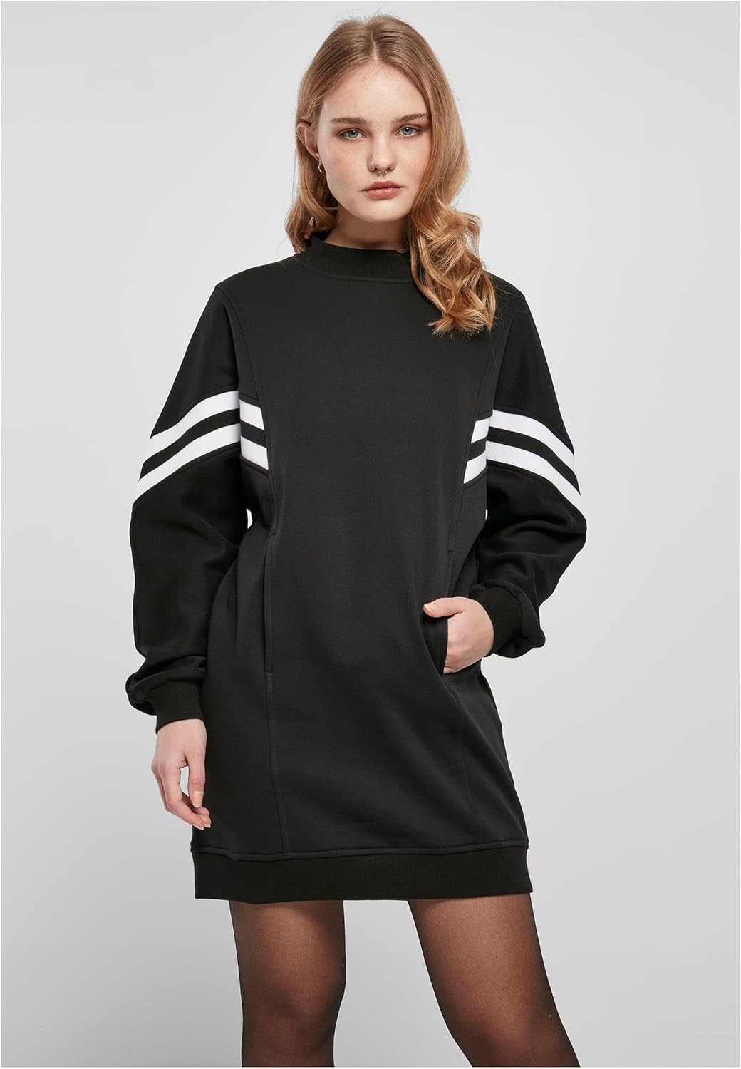 Urban Classics Damen Ladies Oversized College Sweat Dress M Schwarz, M Schwarz