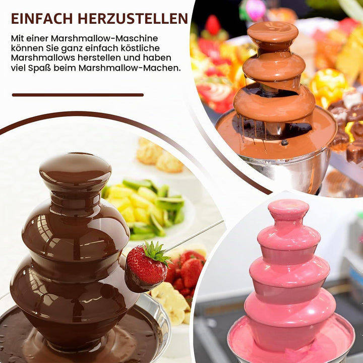 Schokobrunnen Elektrisch, 3-stufiger Schokoladenbrunnen, Edelstahl-Schokoladenfondue Maschine mit 60