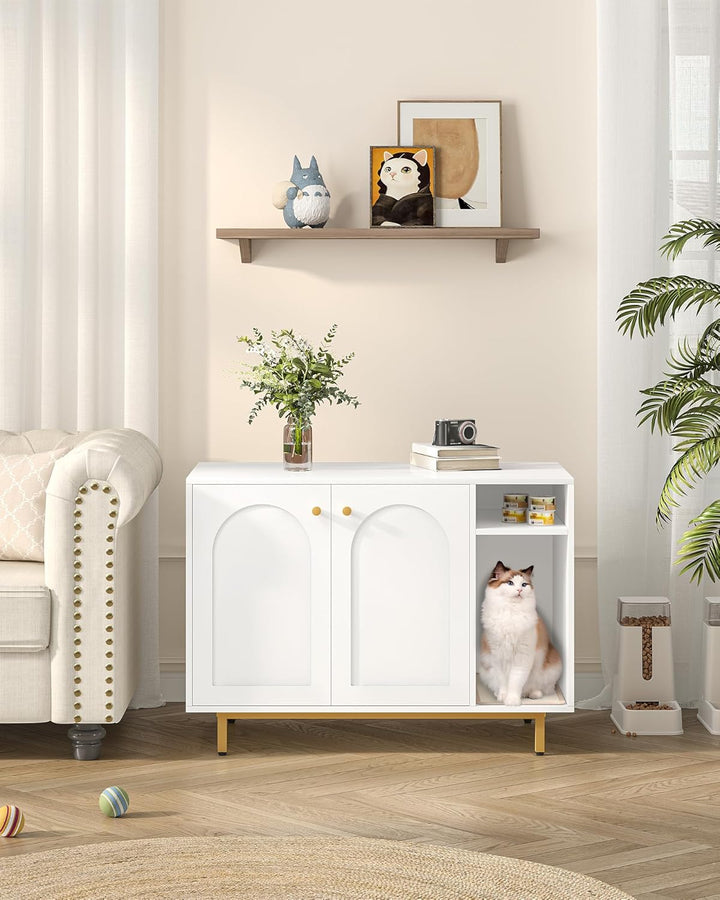 Hzuaneri Katzenschrank, Katzentoilette, Katzenklo Schrank, Katzenhaus mit Tür und separater Trennwan