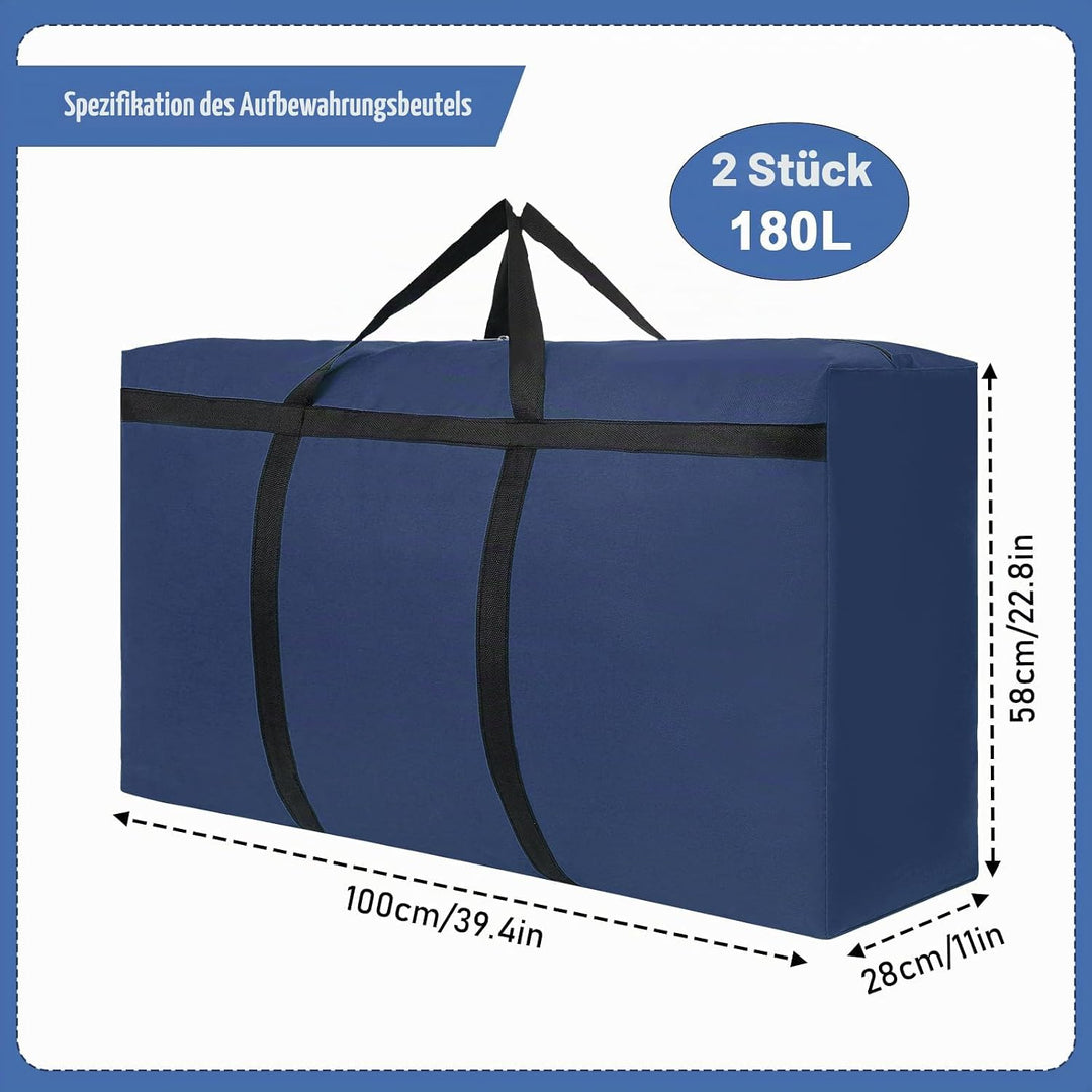 2Stück 180L Aufbewahrungstasche, Grosse Umzugstaschen, 600D Oxford Auflagentasche, XXL Reisetasche,