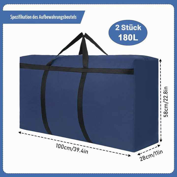 2Stück 180L Aufbewahrungstasche, Grosse Umzugstaschen, 600D Oxford Auflagentasche, XXL Reisetasche,