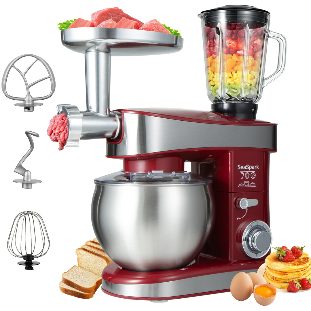 Küchenmaschine, 6 L Knetmaschine 1200W, 6 Geschwindigkeits Küchenmaschine, Teigmaschine mit Rührhake