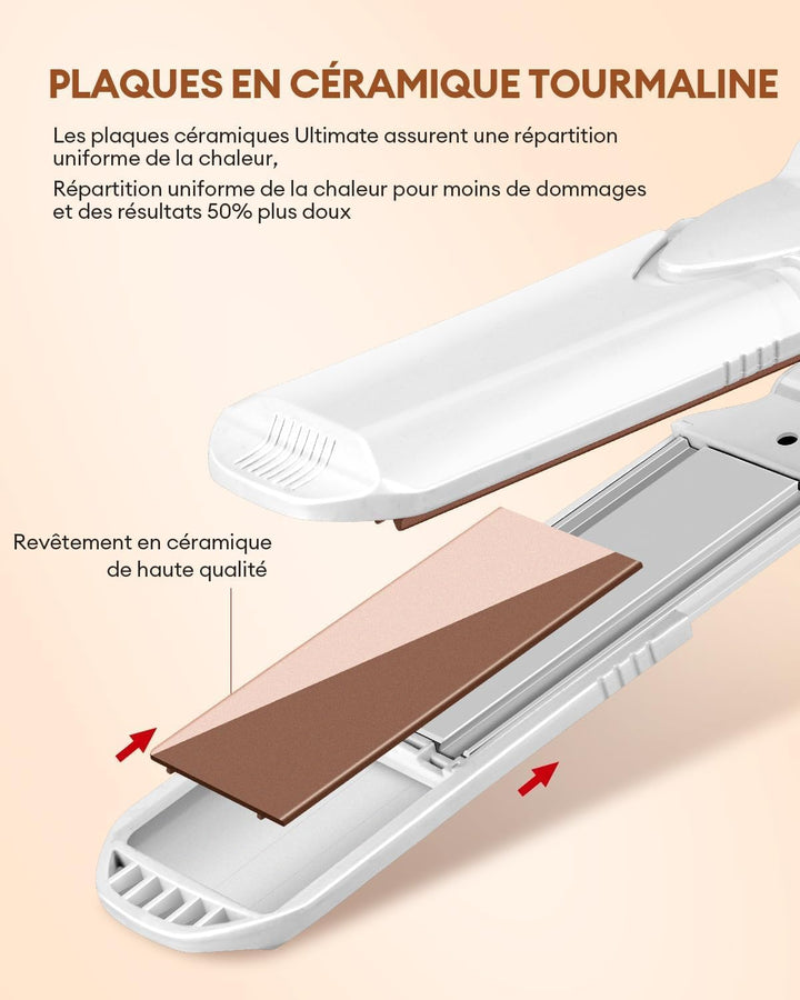 CkeyiN Kreppeisen für Haare,3 in 1 Haarglätter Glätteisen Keramik,Multistyler Glätteisen Set Wellene