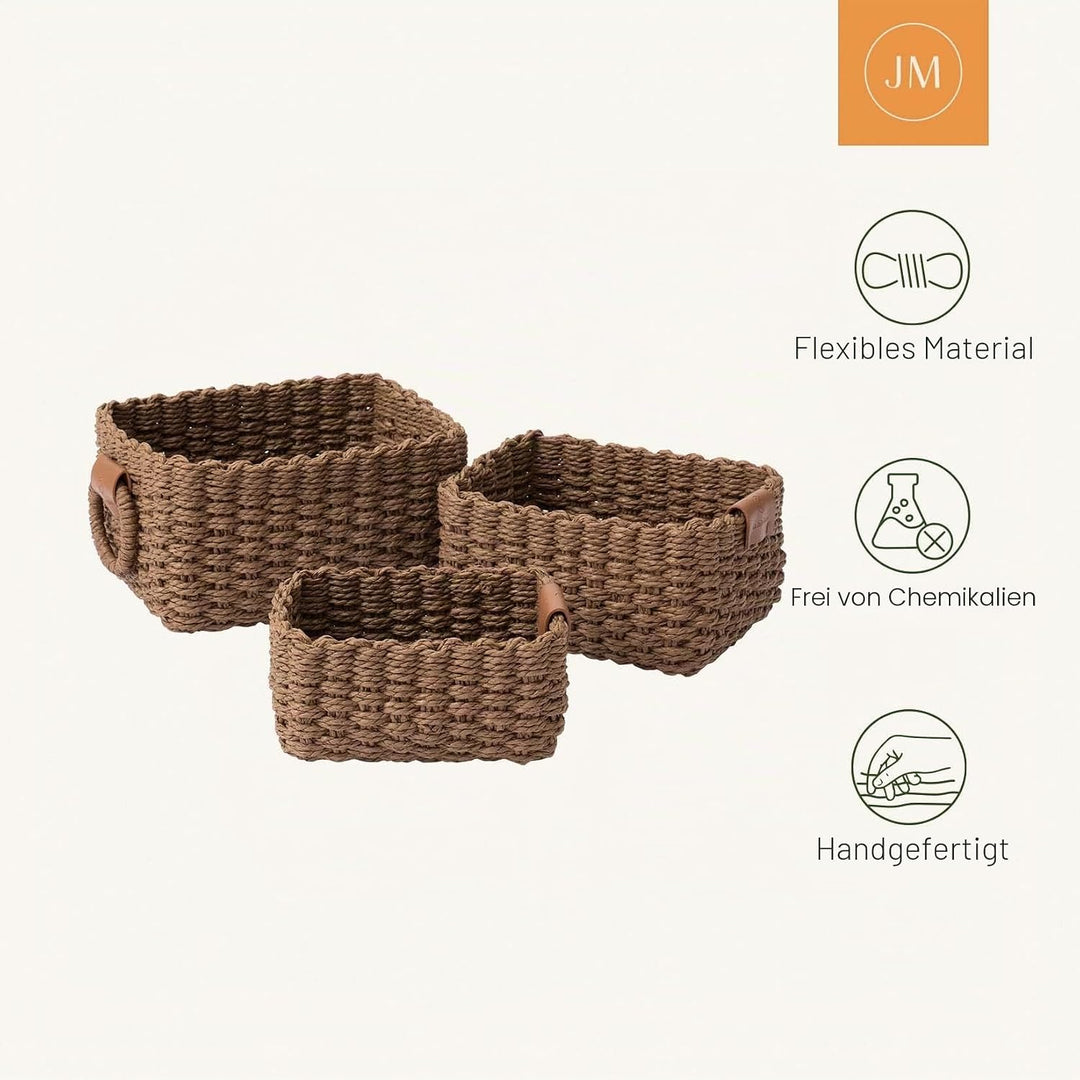 La Jolíe Muse Aufbewahrungskörbe, 3er Set aus gewebtem recyclebarem Papierseil, Aufbewahrungsboxen f